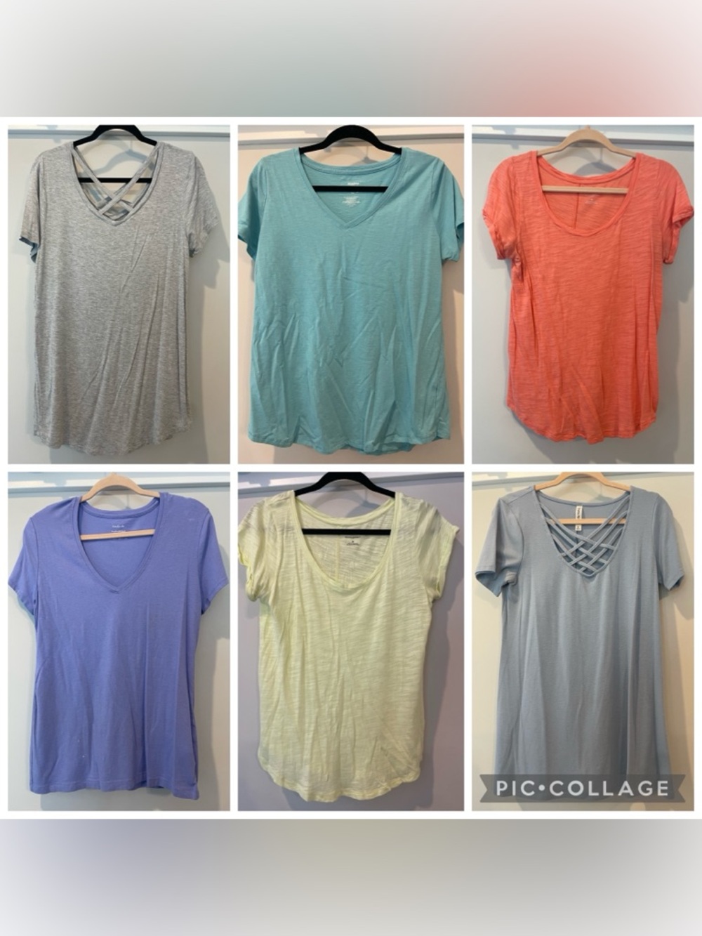 Bundle of 6 Basic Short Sleeve T-Shirts Women’s Medium